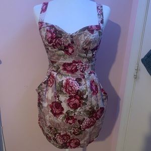 Papaya Fitted Rose Mini Dress